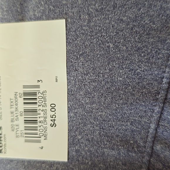 APT.9 MENS BLUE/GRAY LONG SLEEVE FRONT BUTTON DRESS SHIRT SIZE SLIM FIT SMALL - Picture 6 of 10